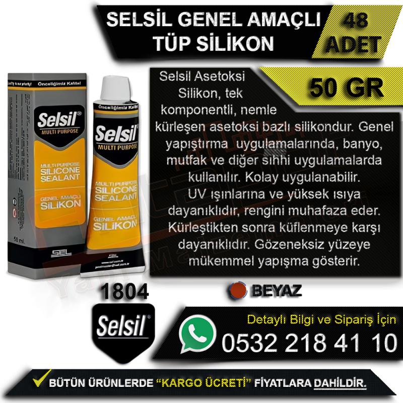 Selsil Genel Amaçlı Tüp Silikon 50 Gr Beyaz (48 Adet) -